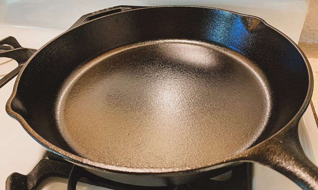 10. Set the cast iron skillet in the oven for the third time for 30 minutes