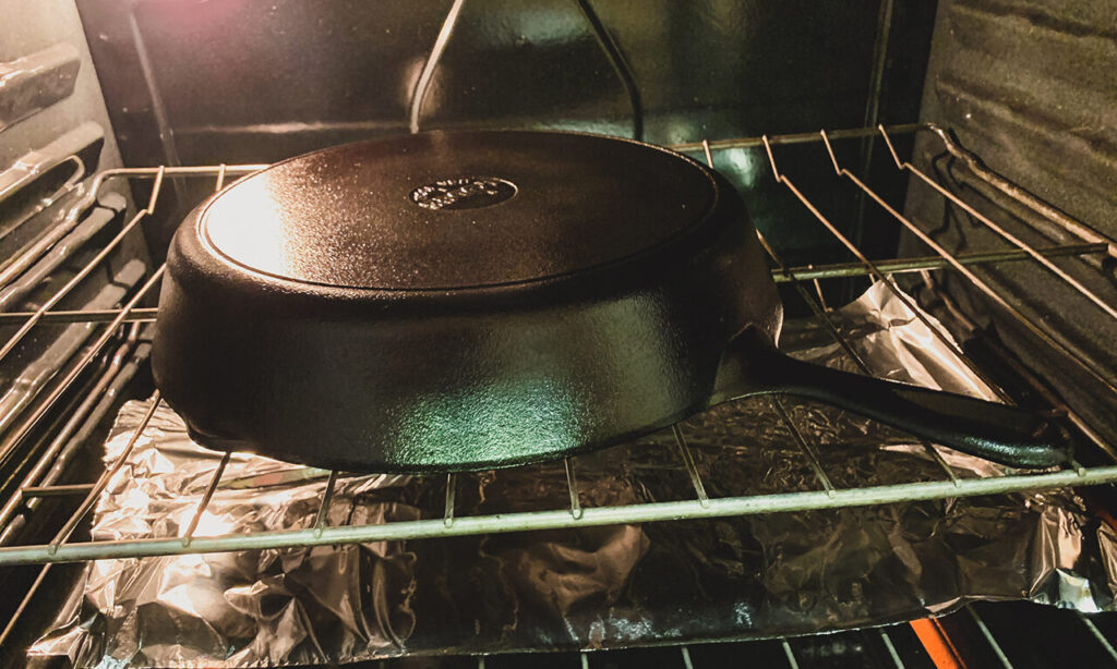 6. Set the cast iron skillet in the oven for 30 minutes